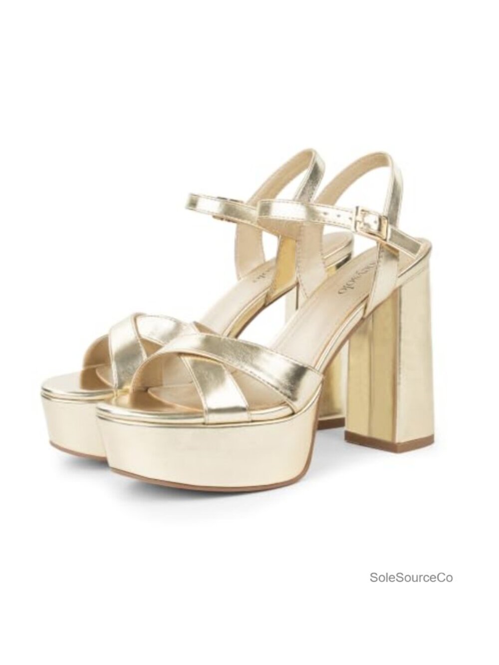 Light Gold Platform Heels for Women Chunky High Heel Sandals Open Toe Ankle